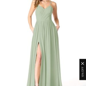 Azazie Cora Dusty Sage bridesmaid dress
